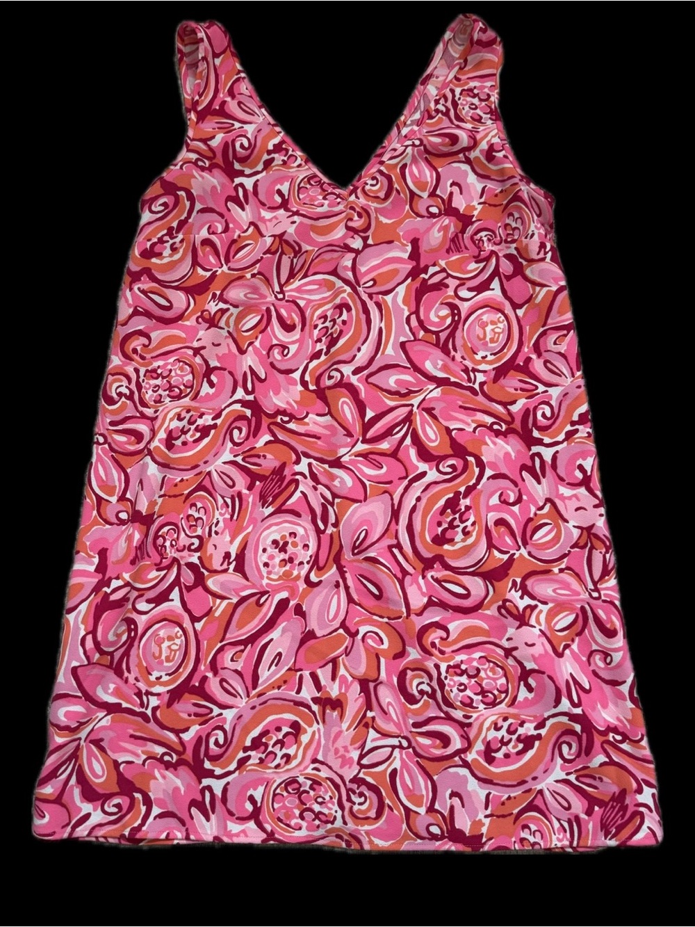 Lilly Pulitzer Pink Orange Floral V‑Neck Shift Dress